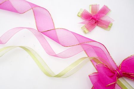 ribbon set with hot pink green
